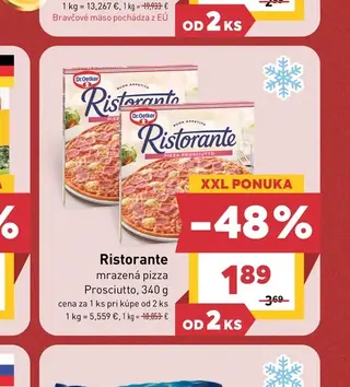 Ristorante mrazená pizza Prosciutto 340 g