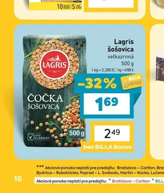 Lagris šošovica veľkozrnná 500 g