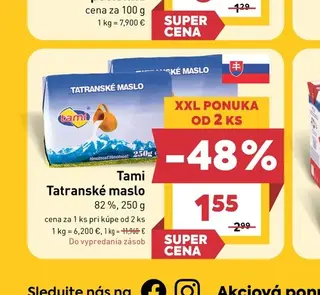 Tami Tatranské maslo 82 %, 250 g