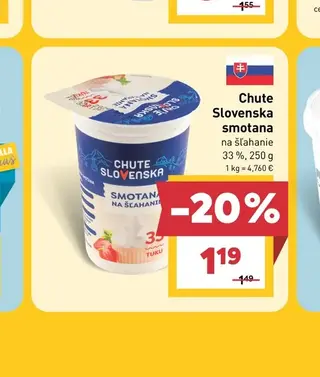 Chute Slovenska smotana na šľahanie 33 % 250 g
