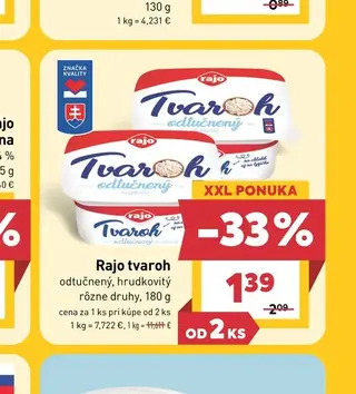 Rajo tvaroh odtučnený, hrudkovitý 180 g