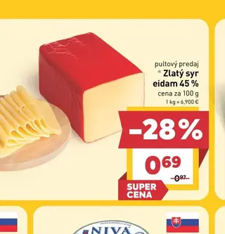 Zlatý syr eidam 45 %