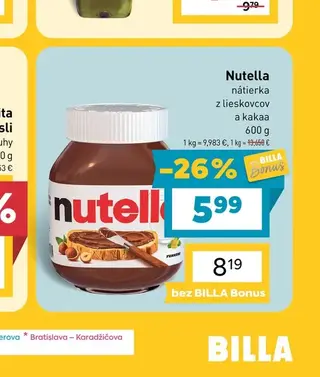 Nutella nátierka z lieskovcov a kakaa 600 g