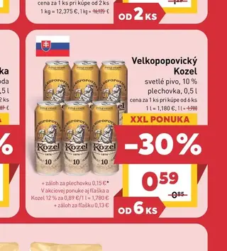 Velkopopovický Kozel svetlé pivo 10 % plechovka 0,5 l