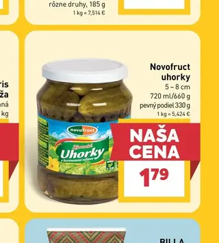 Novofruct uhorky 720 ml