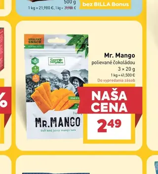 Mr. Mango polievané čokoládou 3 × 20 g