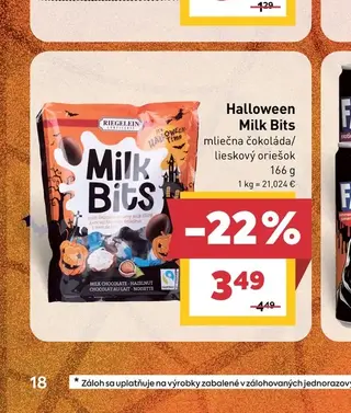 Halloween Milk Bits mliečna čokoláda/lieskový oriešok 166 g