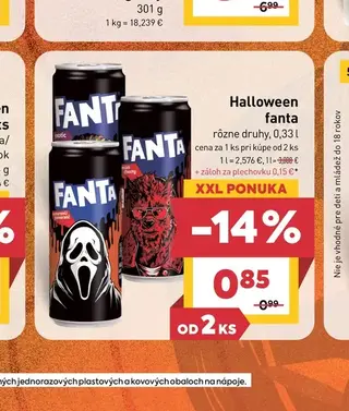 Halloween fanta rôzne druhy 0,33 l