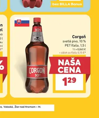 Corgoň svetlé pivo 10 % 1,5 l