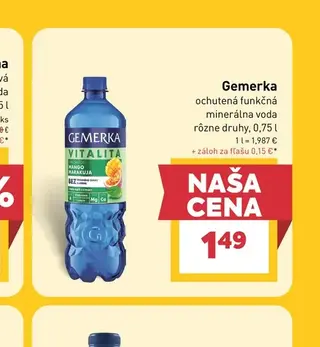 Gemerka ochutená funkčná minerálna voda 0,75 l
