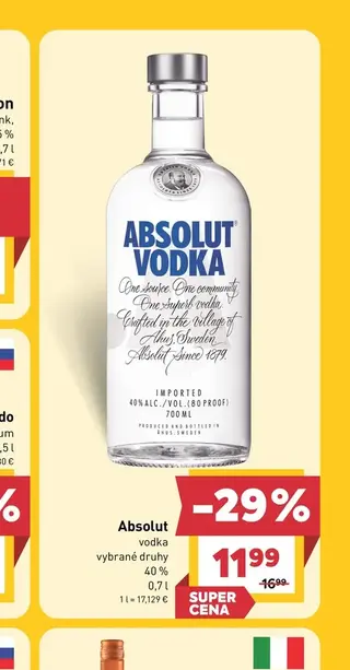 Absolut vodka 40 % 0,7 l