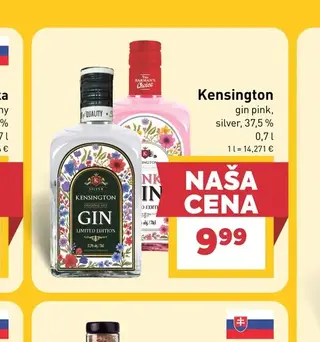Kensington gin pink, silver 37,5 % 0,7 l