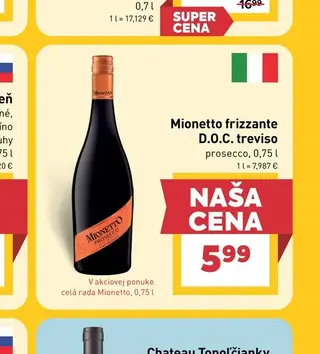 Mionetto frizzante D.O.C. treviso prosecco 0,75 l