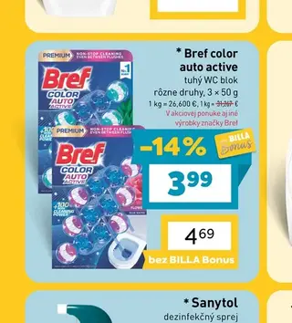 Bref color auto active tuhý WC blok 3 × 50 g