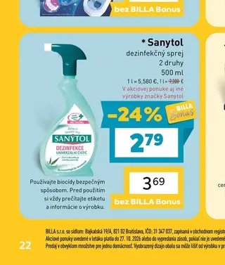 Sanytol dezinfekčný sprej 500 ml
