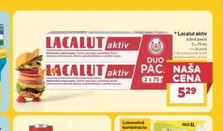 Lacalut aktiv zubná pasta 2 × 75 ml