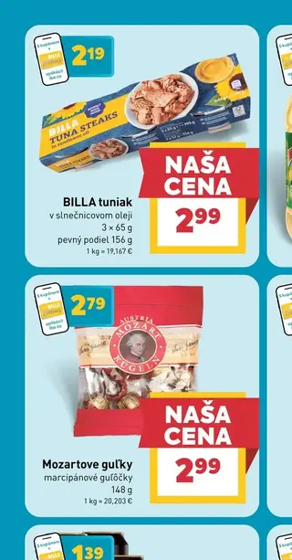 BILLA tuniak v slnečnicovom oleji 3 × 65 g