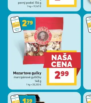 Mozartove guľky marcipánové guľôčky 148 g