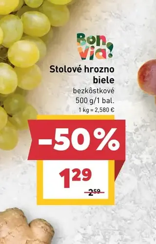 Stolové hrozno biele bezkôstkové 500 g