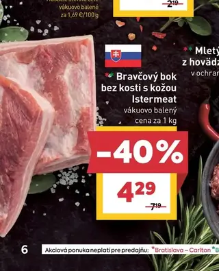 Bravčový bok bez kosti s kožou Istermeat