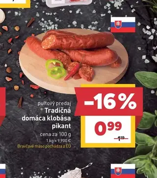 Tradičná domáca klobása pikant