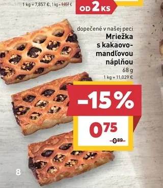 Mriežka s kakaovo-mandľovou náplňou 68 g