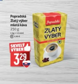 Popradská Zlatý výber mletá káva 250 g