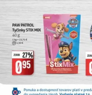 PAW PATROL Tyčinky STIX MIX 40 g