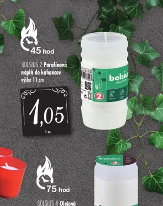 BOLSIUS 2 Parafínová náplň do kahancov výška 11 cm
