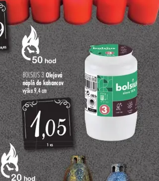BOLSIUS 3 Olejová náplň do kahancov výška 9,4 cm