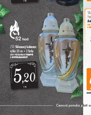 Z50 Sklenený kahanec výška 33 cm 2 farby