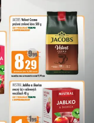 JACOBS Velvet Crema pražená zrnková káva 500 g