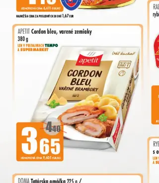 Apetit Cordon bleu, varené zemiaky 380 g