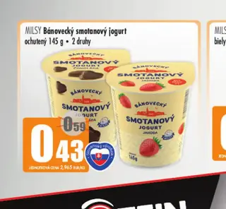 Milsy Bánovecký smotanový jogurt ochutený 145 g
