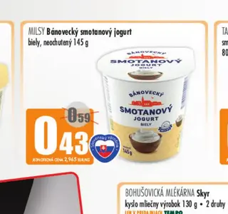 Milsy Bánovecký smotanový jogurt biely, neochutený 145 g