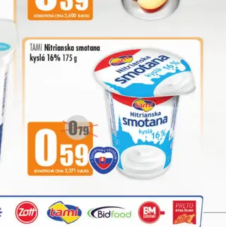 Tami Nitrianska smotana kyslá 16% 175 g