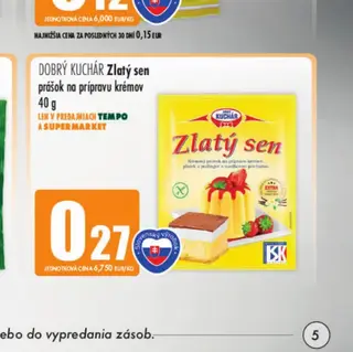 DOBRÝ KUCHÁR Zlatý sen prášok na prípravu krémov 40 g