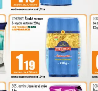 GYERMELYI Široké rezance 8-vaječná cestovina 250 g