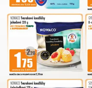 NOWACO Tvarohové knedlíčky jahodové 320 g
