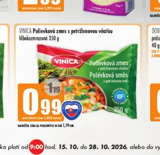 VINICA Polievková zmes s petržlenovou vňaťou hlbokozmrazená 350 g