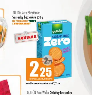 GULLÓN Zero Shortbread Sušienky bez cukru 330 g