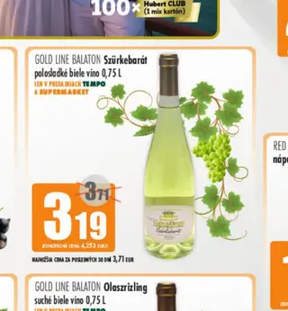 Gold Line Balaton Szürkebarát polosladké biele víno 0,75 l