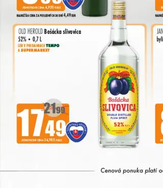 Old Herold Bošácka slivovica 52% 0,7 l