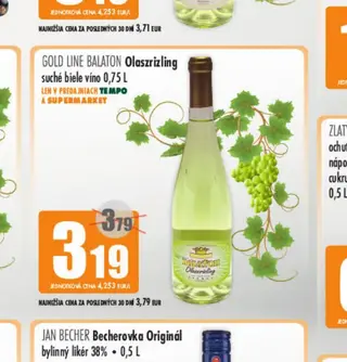 Gold Line Balaton Olaszrizling suché biele víno 0,75 l