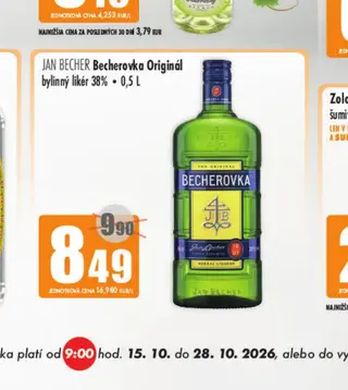 Jan Becher Becherovka Original bylinný likér 38% 0,5 l