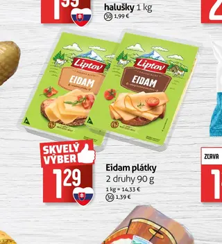 Eidam plátky 2 druhy 90 g