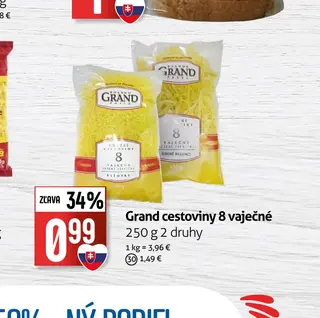 Grand cestoviny 8 vaječné 250 g 2 druhy