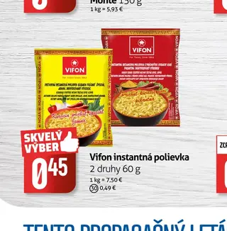 Vifon instantná polievka 2 druhy 60 g