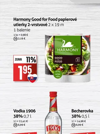 Harmony Good for Food papierové utierky 2-vrstvové 2 x 19 m
