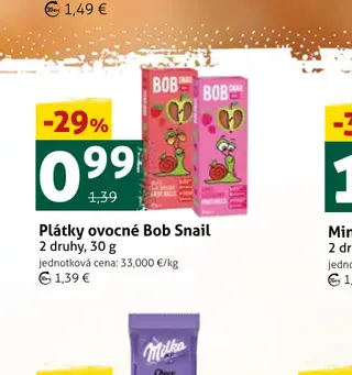 Plátky ovocné Bob Snail 2 druhy, 30 g